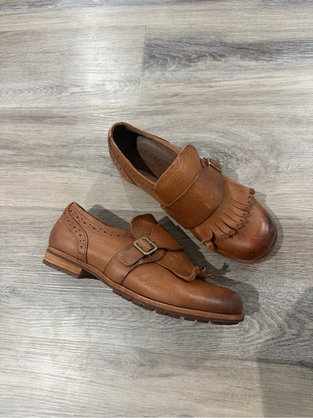 Kork-Ease Leather Loafers Kiltie Fringe Brown Size 7